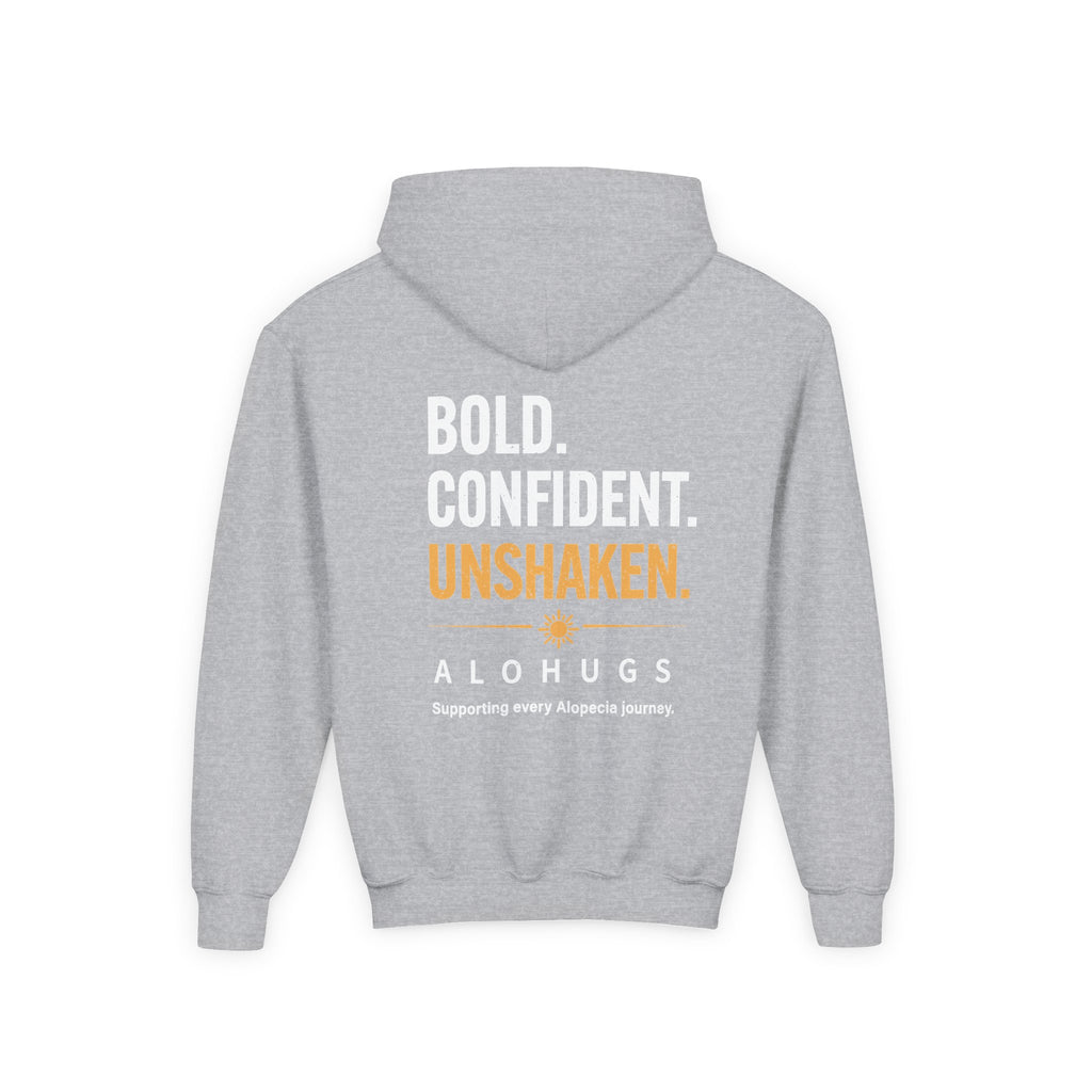 Alohugs Youth Hoodie — "Bold. Confident. Unshaken"