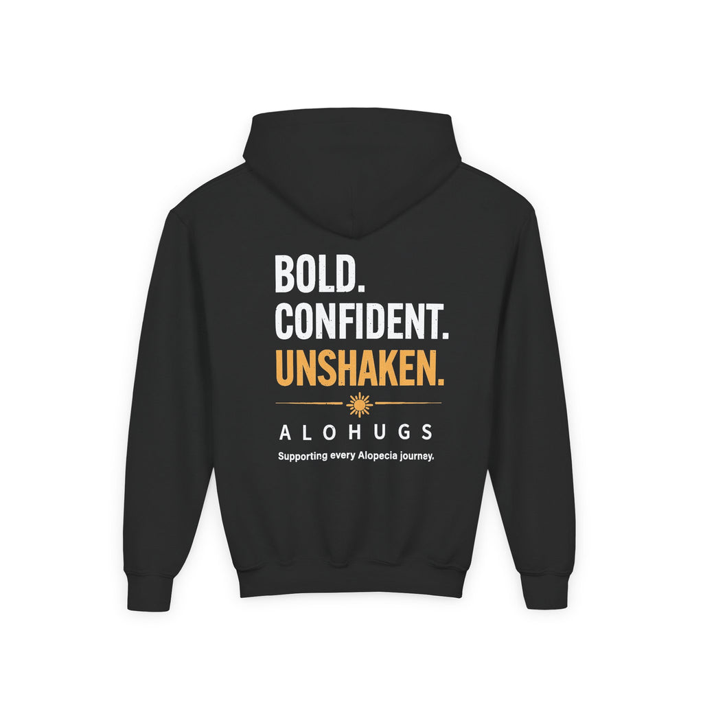 Alohugs Youth Hoodie — "Bold. Confident. Unshaken"