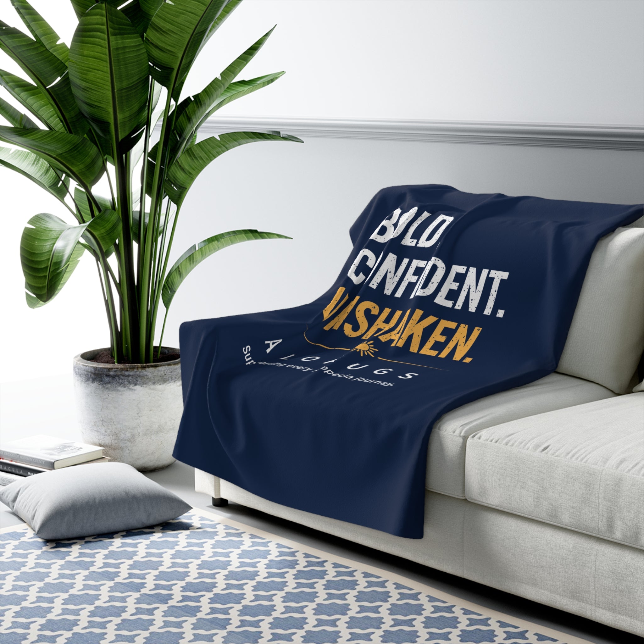 Alohugs Bold. Confident. Unshaken. Blanket - Navy