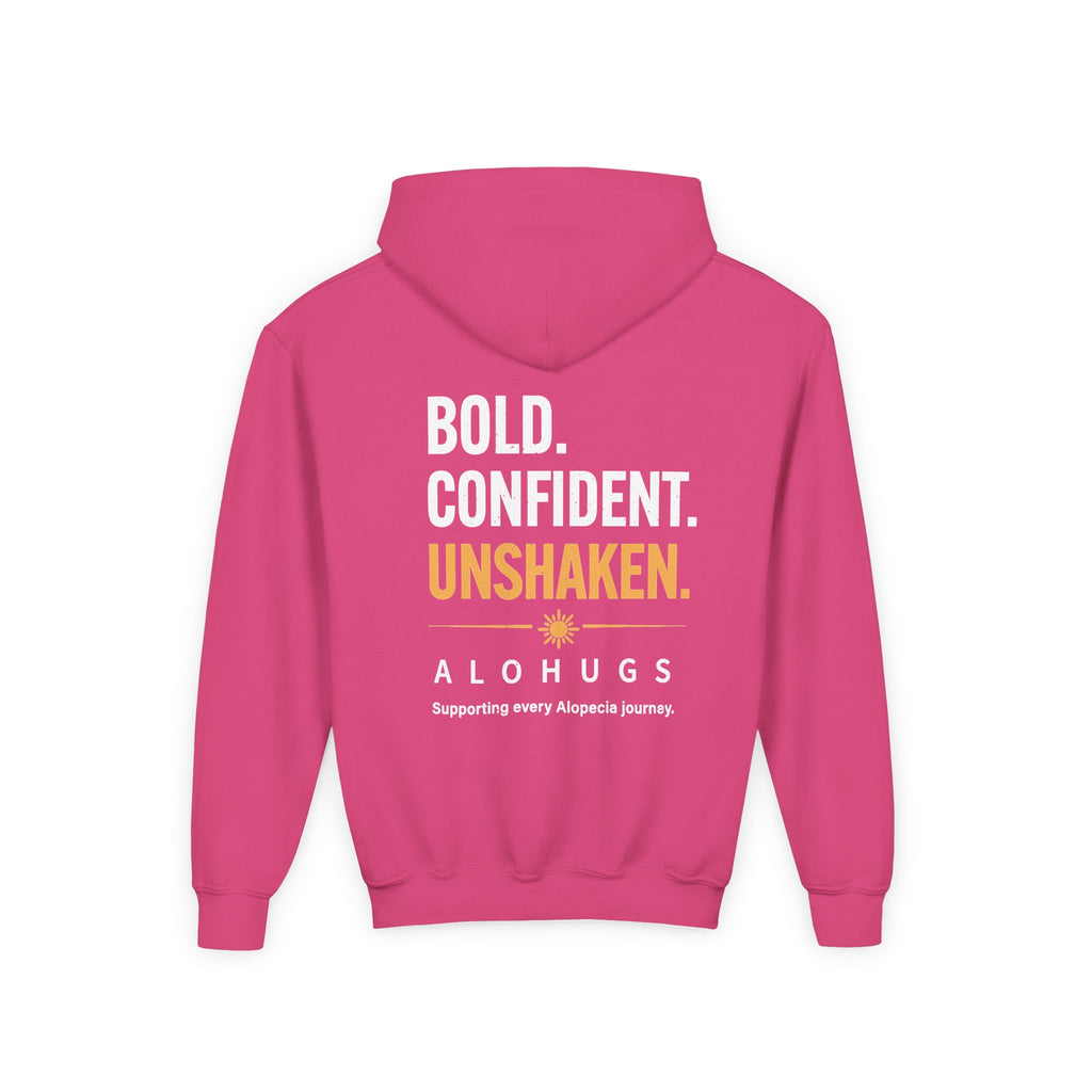 Alohugs Youth Hoodie — "Bold. Confident. Unshaken"