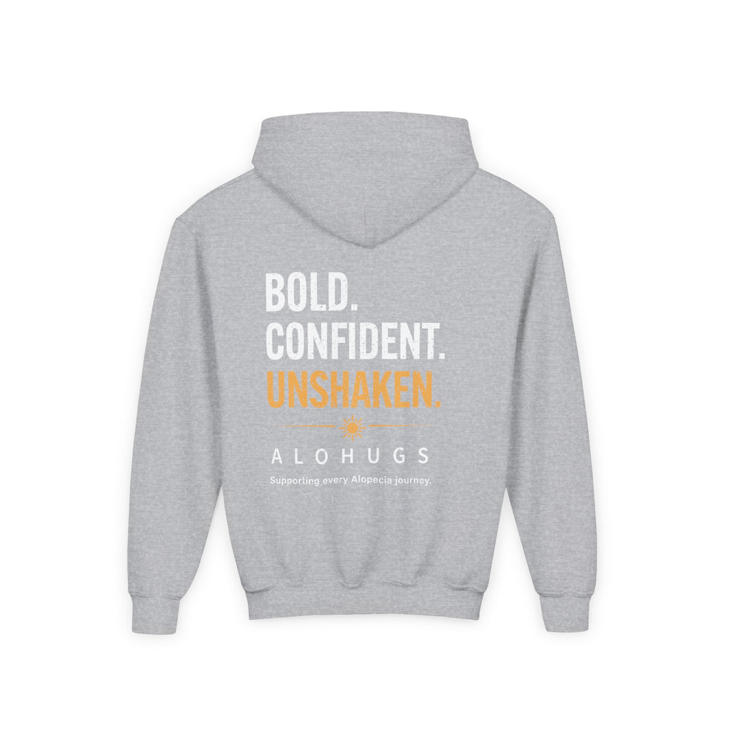Alohugs Youth Hoodie — "Bold. Confident. Unshaken"